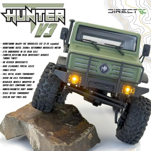 Image of HOBBYPLUS CR-18P V3 Brushless Rushmore in T-Hunter - Matte Green - 1 /18 Scale RC Truck Crawler with Off-Road RC Trucks Features, Portal Axles & Metal Gears - RTR, 2S /3S LiPo Compatible (1810418-V3)