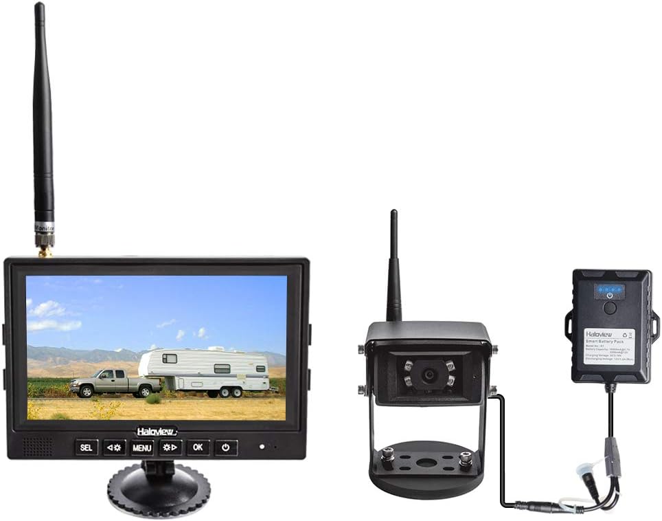 Haloview MC7108 Kit Wiring-Free Wireless High Definition Rear View Camera System (Portable Kit)