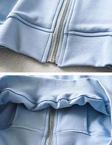 Jenkoon Women Stylish Short Sweatshirts Casual Long Sleeve Hoodies Crop Tops With Pocket (Blue, Large) #TOP4