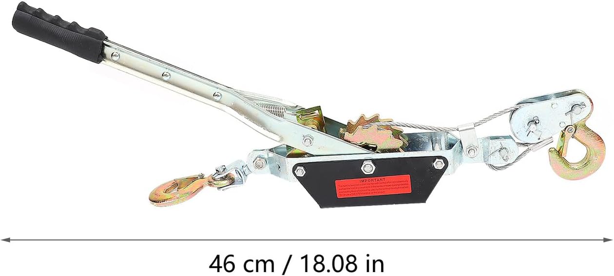 Lightweight 2-ton Ratchet Dual-hook Wire Rope Puller with 2m Steel Cable, Heavy Duty Hand Power Puller for Industrial Lifting and Boat Trailer Cable Tensioning