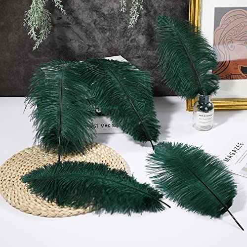 Ballinger Blackish Green Ostrich Feathers - 12Pcs 12-14Inch Long Craft Feathers Bulk For Vase, Wedding Party Centerpieces Mardi Gras Decorations And Home Decor #TOP4