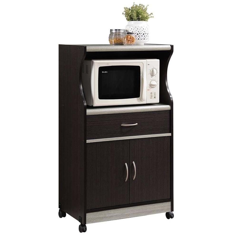 Amazon.com: Hodedah Microwave Contemporary Wooden Kitchen Cart in