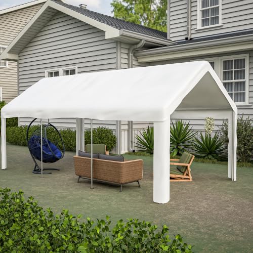 Garage de tente 3 x 6 m – Imperméable et résistant aux UV – Double portes enroulables, toit et parois latérales amovibles, gris, comme abri de voiture, tente de stockage et de fête pour voiture, SUV