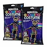 BERIZZA Pack 2 Unidades 188 Piezas, Pulseras Fluorescentes con Conectores, Barritas Luminosas, Palitos Neon, Disfraz Neon Fiestas Eventos Bodas Despedidas de Soltero
