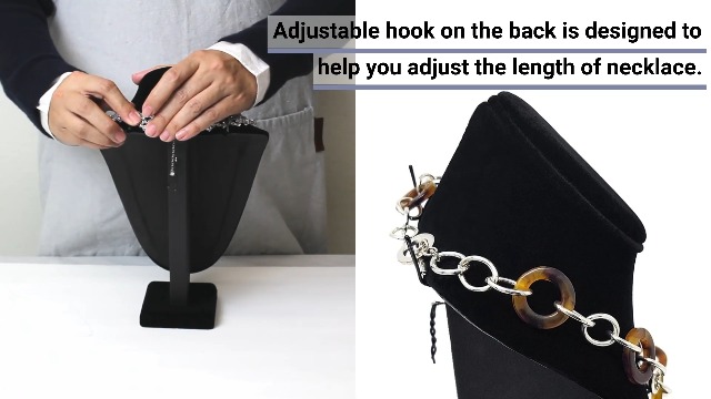 MOOCA 2 Pcs Deluxe Medium Necklace Chain Jewelry Bust Display Holder Stand, Necklaces Display Mannequin, Bust Stand, 6 3/8 W x 4 1/4 D x 10 H in, Black Velvet