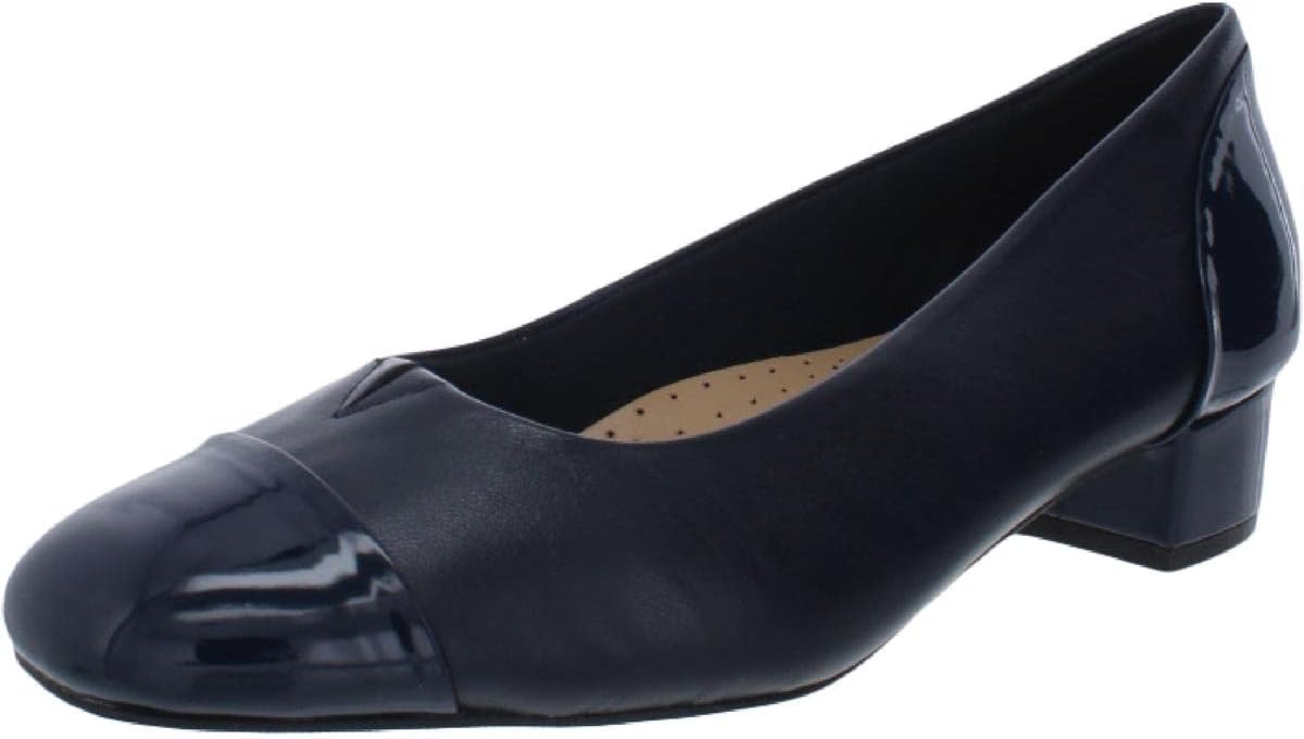 Trotters Women's Pumps, Navy Leather/Patent Leather, 12 Wide