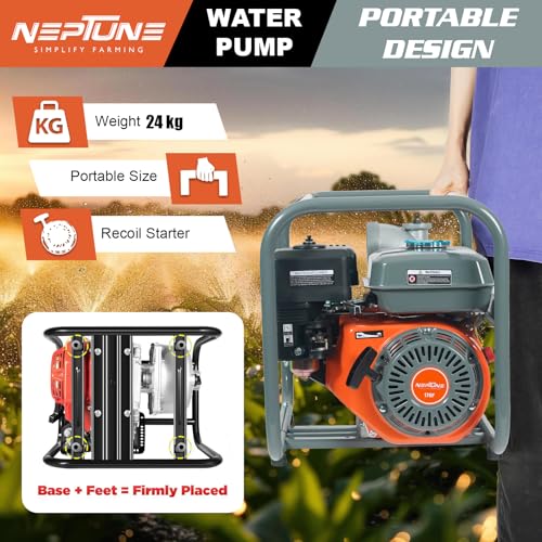 Image of Neptune Simplify Farming NPP-90 High-Flow Water Pump | 7.5 HP 4-Stroke Petrol Engine | 3-Inch Outlet | 3600 RPM Speed | 1000 L /min Max Flow | Built for Agriculture, Irrigation, Draining & Garden Use