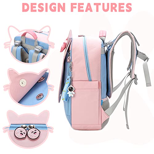 Auobag Preschool Backpack For Girls - Cute Kids Backpacks, Cpsc Certified, Adjustable Ergonomic Back Ages 4-8 Includes Pendant (Blue) #TOP3