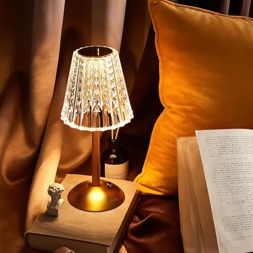 Image of Liliful 6 Pcs Cordless Table Lamp Rechargeable Touch LED Small Gold Portable Battery Operated USB-c Desk Lamp 3 Color Dimmable for Bedroom Living Room Dining (Gold,Classic Style)