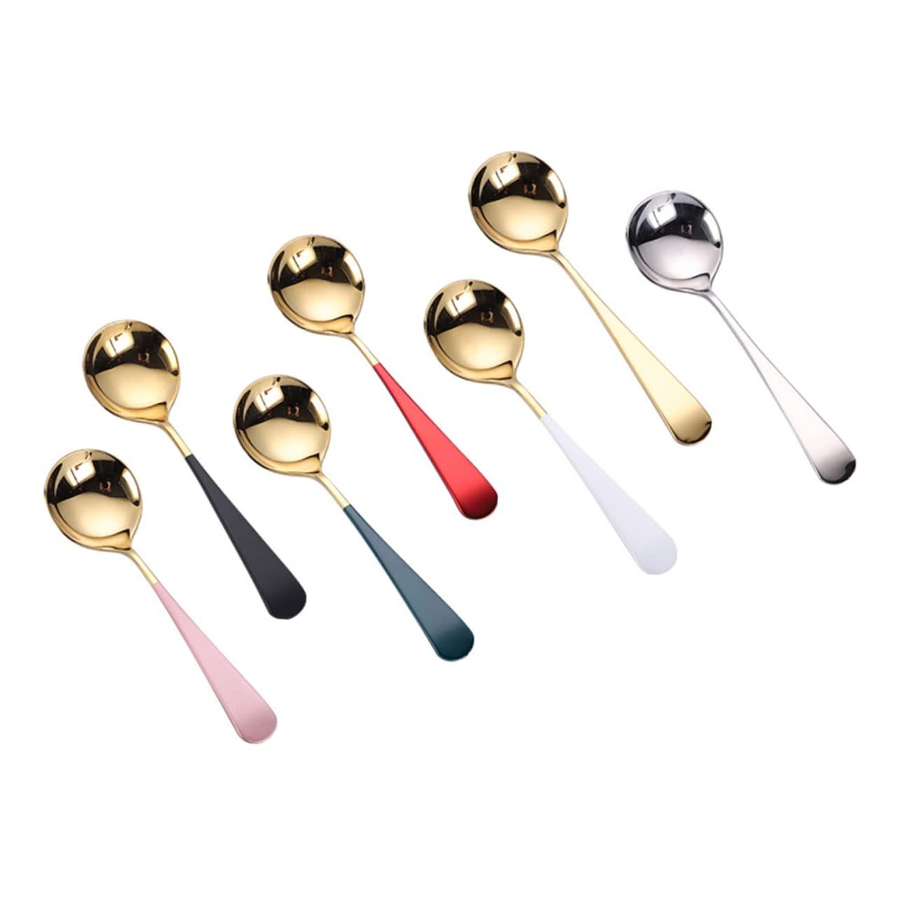 KICHOUSE 3pcs 304 Table Spoons Dinner Spoons Salt Spoons Appretizer Spoon Cake Spoon Round Soup Spoons Spoons Appetizer Spoons Mini Spoons Milk Spoon Soup Ladle Serving Spoon Silver