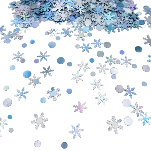AIVEKE 700PCS Silver Snowflakes Confetti - Mixed Christmas Snowflakes Confetti Snowflake Sequins Glitter Confetti DIY Confetti Winter Holiday Xmas Wedding Party Decorations