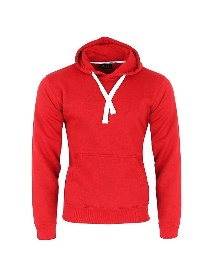 H&F Men's Red ’S Classic Plain Long Sleeve Hooded Drawstring Sweatshirt Pullover & Full Zip Hoodie Fleece Jumper Soft And Comfy Adult Top 2 Side Pocket Work Wear Jackets Size S-5Xl (Pullover M)
