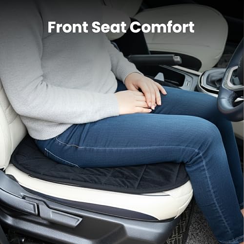 Image of MYARMOR Car Seat Cover Set | Ultra-Soft HR Quilted Cushion | Non-Slip Grip | Storage Pouch | Universal Fit Seat Protector | Front & Rear Seats | 50x20 & 20x20 Inches | Black Velvet