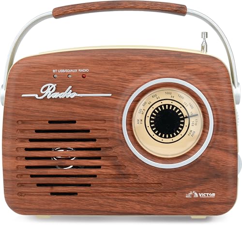 Amazon.com: VICTOR Portable Retro Radio with Bluetooth® and Built