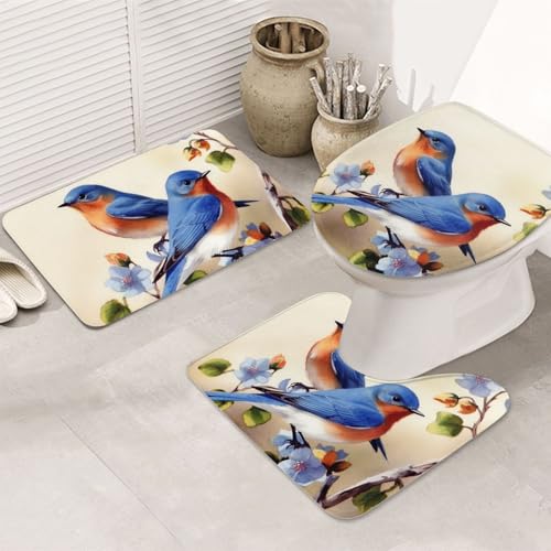 GTKSYNVE Happy Bluebirds �o�X���[�����O�Z�b�g 3�s�[�X �g�C���W�J�o�[�AU���^�֊s�g�C���}�b�g�ƃ}�C�N���t�@�C�o�[�z���o�X�}�b�g�A�������A����@�􂢉\�V�����[�}�b�g