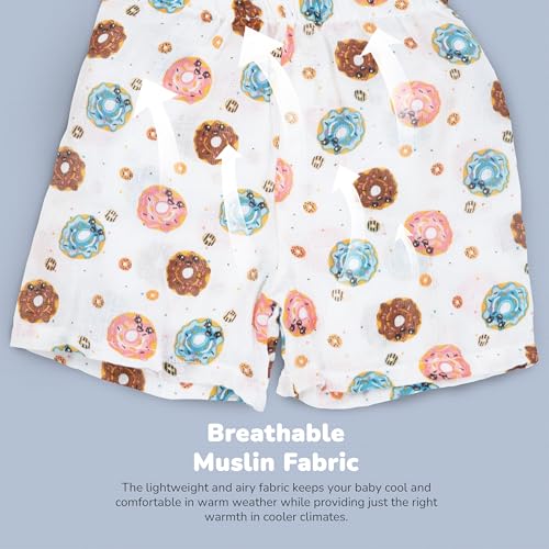Image of BAYBEE 100% Muslin Cotton New Born Baby Clothes for Kids | Sleeveless Summer Wear with Soft & Breathable | Shirt and Shorts Set | Jablas for Baby Girl Boy Dress