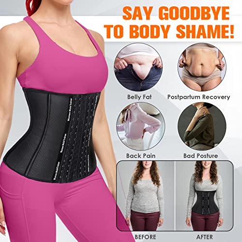 YADIFEN Corset Waist Trainer for Women, Latex Waist Cincher Workout Body Shaper Breathable Girdle Sport Belt2