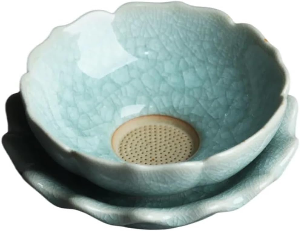 Celadon Tea Strainer Handmade Vintage Pottery Kung Fu Ceremony Ware Leak
