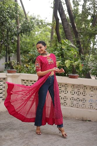 Costume Navratri Bandhani 15805 patchwork georgette robe indienne traditionnelle - 2