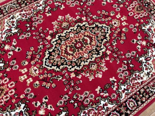 Image of TTC THREAD & TEXTURE CARPET Traditional Comfort: Power-Loomed Carpets for Living Room- Every Space Area Rug Color Red Size 3x5 Feet (90x150cm)