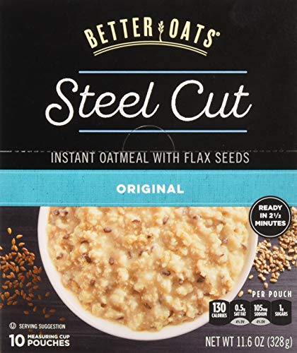 Better Oats Steel Cut Oats with Flax Classic 10 Pouches 11.6 oz (Pack of 2)