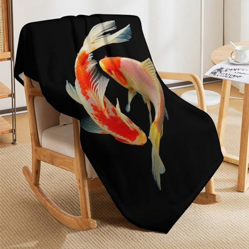 Manta de forro polar suave Koi para sofá cómoda para cualquier época 5