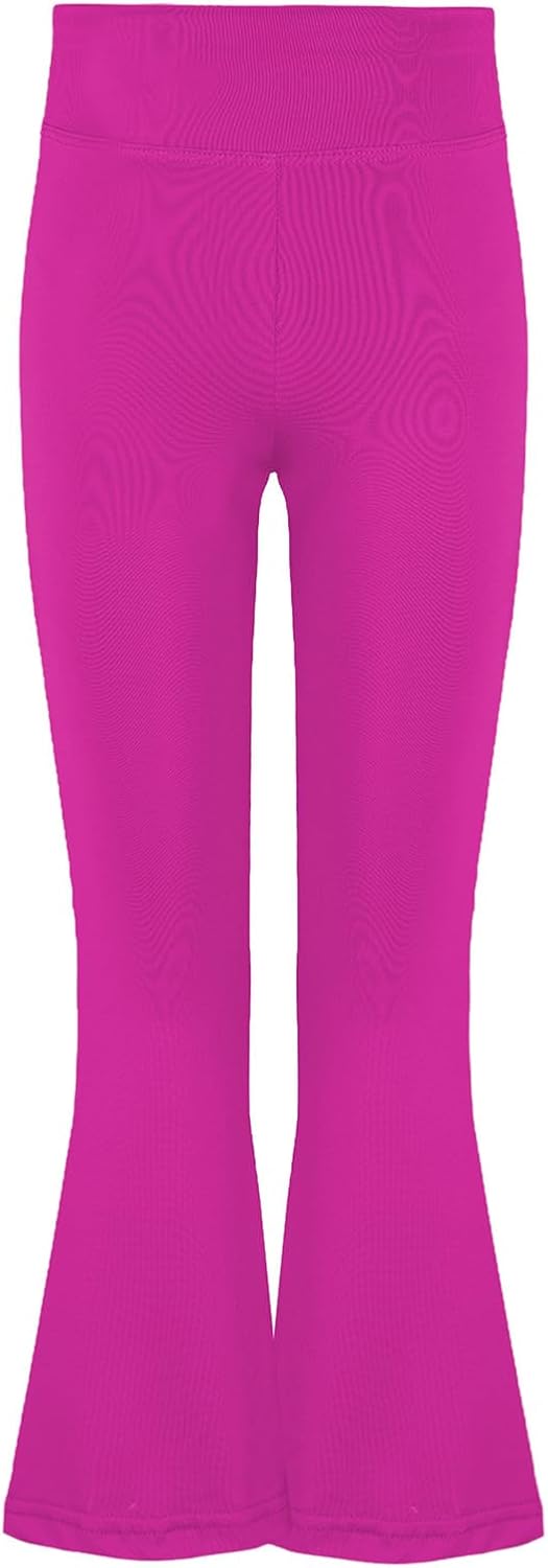 Agoky Kids Tummy Control Yoga Pants Seamless Leggings High Rise Flared Trousers for Exercise Running Sports
