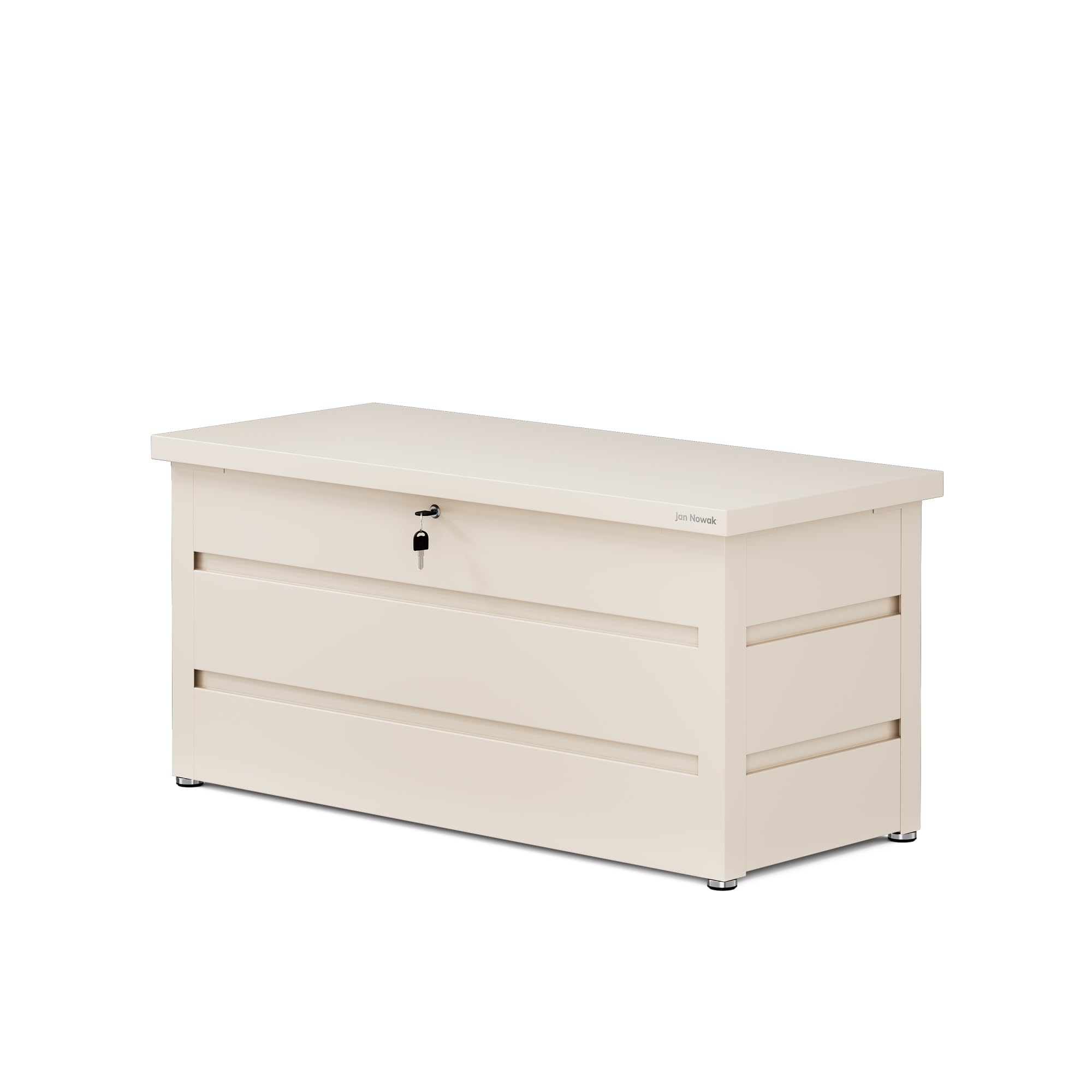Jan Nowak Gartenbox Metall 360 L Auflagenbox wasserdicht abschließbar Kissenbox Stahl Balkonbox Terrassenbox Outdoor Aufbewahrungsbox mit Gasdruckfedern Sitzfunktion 119 x 58,7 x 52 cm