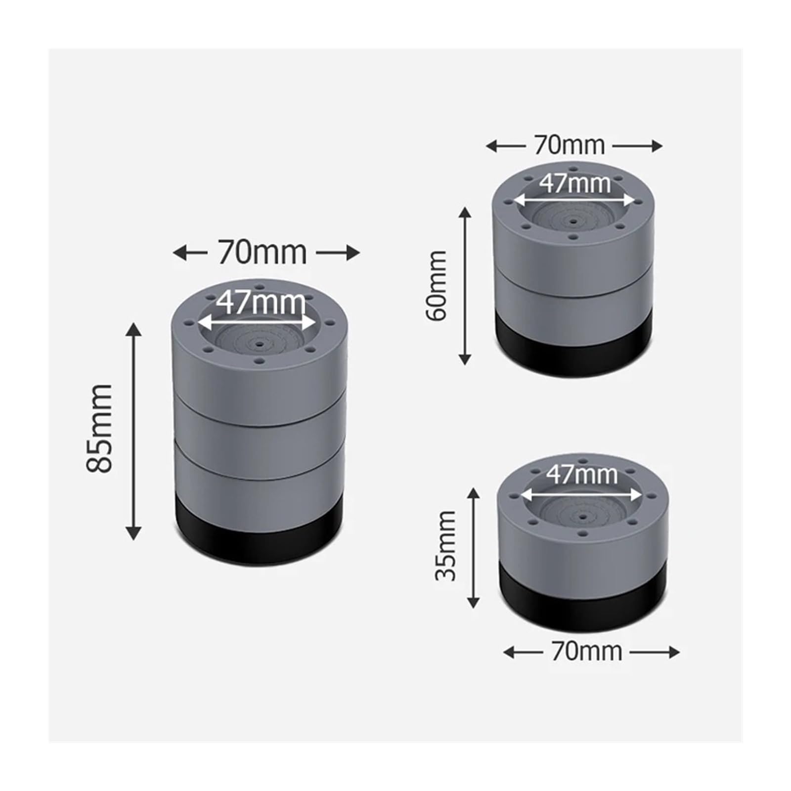 Almohadillas antivibración de elevación, Base antideslizante for lavadora, 4 Uds(4pcs Gray 35mm)