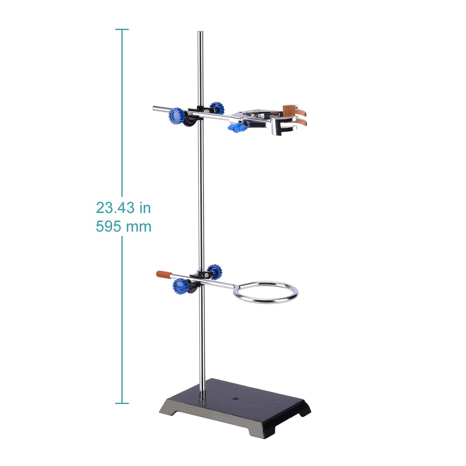 stonylab Support de Laboratoire Stands, Lab Stand Set Support en Acier avec Tige, 4-Prong Pince de Pivot, Anneau de Cornue et 2 Têtes de Bossage (2)
