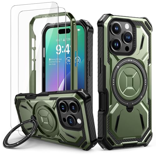 Étui pour iPhone 16 Pro vert militaire antichoc pour éviter les bris d'écran