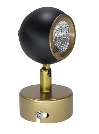 Mufasa 5 Watts Ball Spot 6Inch Black Gold Finish LED Spotlight Focus Light Bedroom Reading Display Vanity Wall Light (Warm White)