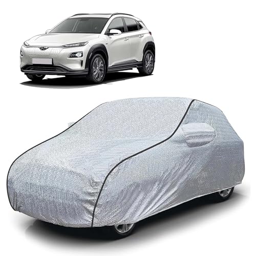 Image of Sulfar 100% Waterproof Car Body Cover Compatible with Mirror for Hyundai kona (Triple Stitched, Full Bottom Elastic, Magic Silver with Black Piping)