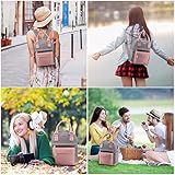 LOVEVOOK Rucksack Damen Klein, Wasserdicht Cityrucksack Handtasche 2 in 1, Mini Tasche Daypack Backpack Women Elegant für Freizeit Schule Reisen Arbeit, Rosa Grau