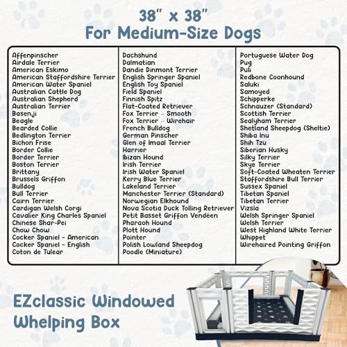 Image of EZwhelp EZclassic Windowed Dog Whelping Box with Rails, Medium 38 inchx38 inchx18 inch