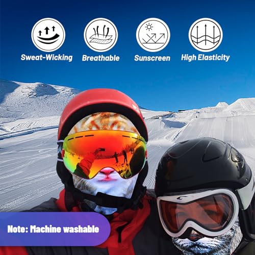 Winter Balaclava Cat Ski Mask Windproof with Ears Cute Full Face Shiesty Mask Animal Ski Face Mask for Outdoor Hiking Riding(2pcs-Type-A)