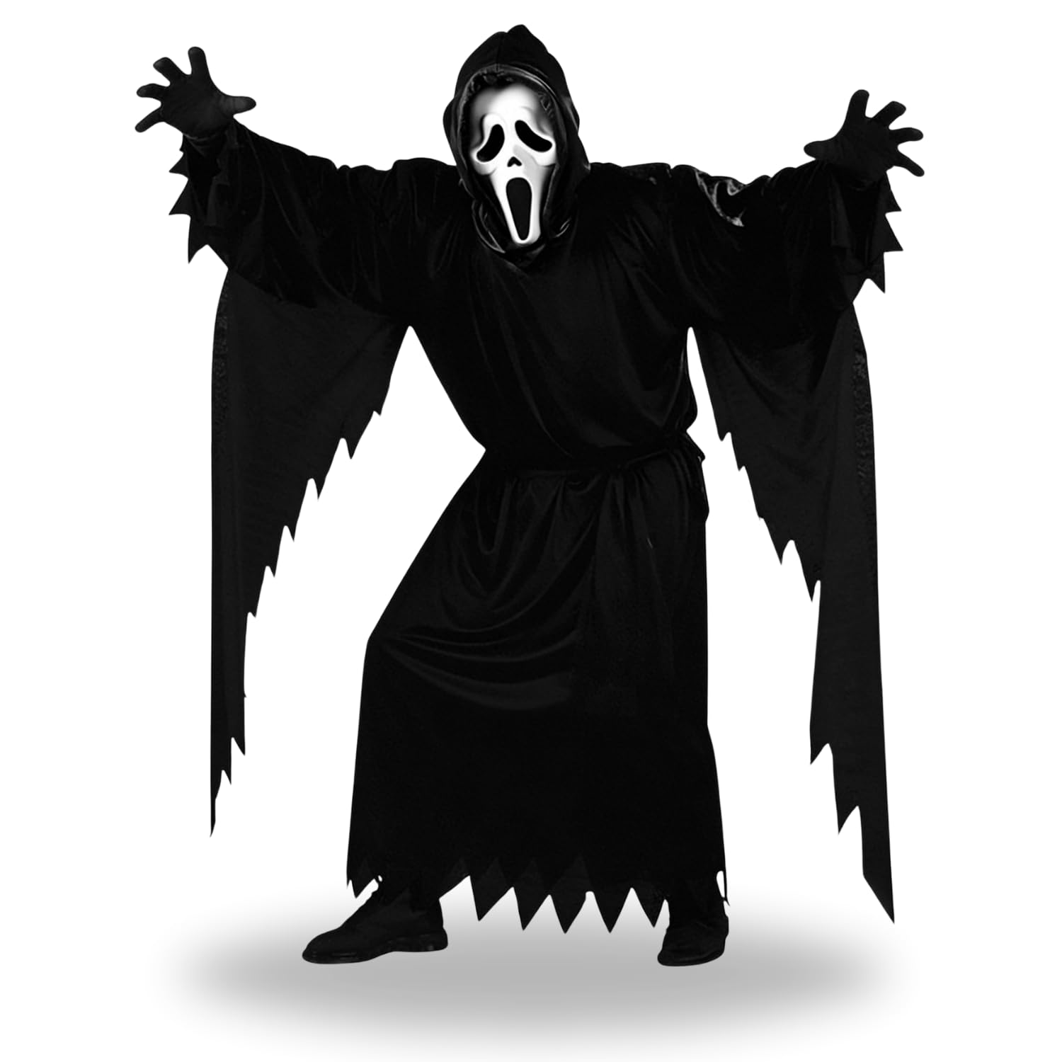 Ricomso Screaming Mask Costume with Black Hooded Robe