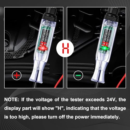 Image of Hetkrishi Test Light Automotive, Automotive Circuit Tester, DC 6V-24V Digital LED Test Light with Portable, Auto Bidirectional Voltage Tester Electric Test Pen with Voltmeter and Probe