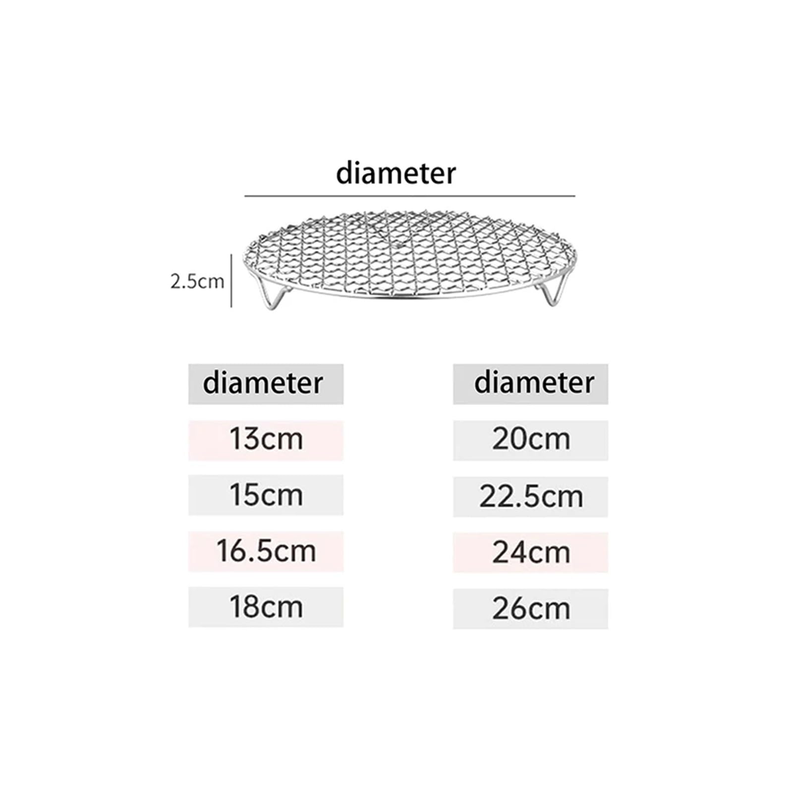 Rejilla redonda para freidora de aire, apilable de acero inoxidable | Con patas, anticorrosión, para horno olla a presión freidora de aire(24.5cm)