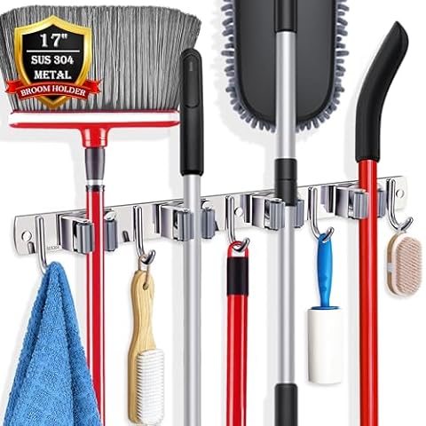Beauty and skin care eye black 304 Stainless Steels Self Adhesive , Broom Hangers for Laundry Room 4 Racks and 5 Cover