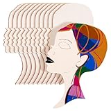 DIYEAH 12 piezas de pintura de virutas de madera, silueta, cabeza, decoración de madera, silueta de mujer africana, silueta de cara de madera sin terminar, manualidades para mujer, silueta de cabeza,