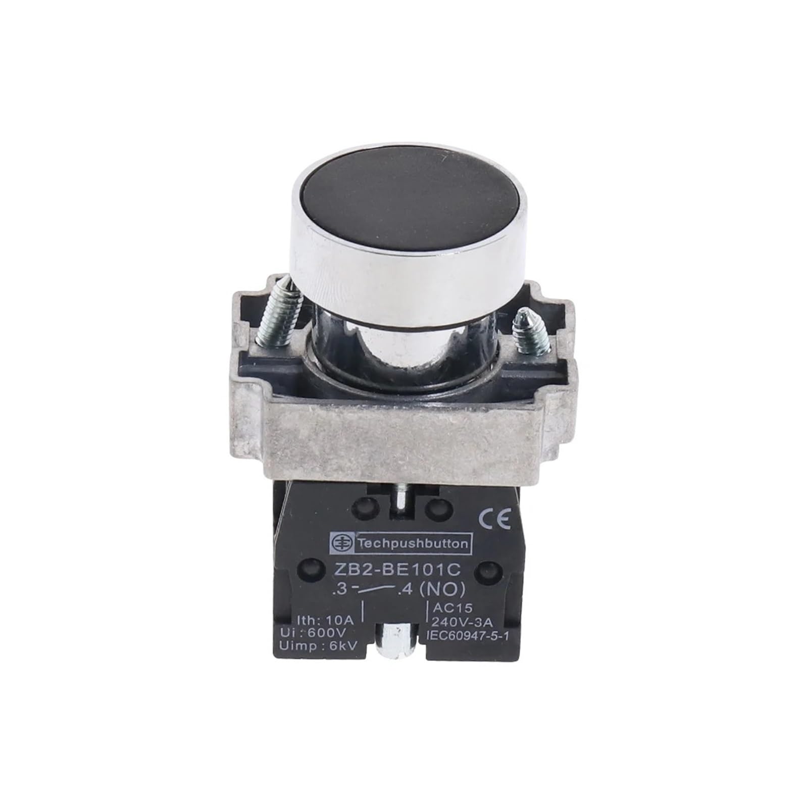 AARTERZZA 5Pcs 22mm Black Momentary Push Button Switch XB2-BA21 1NO