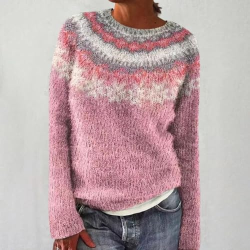 Women's Boho Knitted Sweater Oversize Casual Loose Crewneck Long Sleeve Lightweight Fall Clothes Pullover Tops3