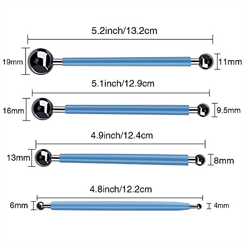 Caydo 9 Pieces Stylus Tools, 5 Pieces 2 Way Total 10 Different Diy Silicone And Ceramic Clay Indentation Tool And 4 Pieces Double-Ended Metal Ball Tools #TOP3