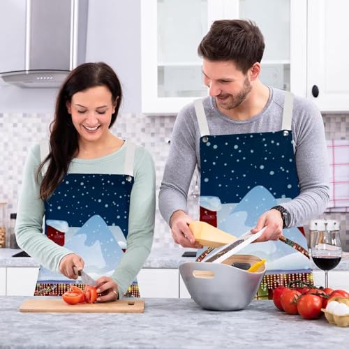 Tablier de cuisine bonhomme de neige multicolore à broches - 6