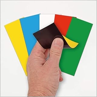 10 bandas magnéticas para rotulación, color amarillo, azul, blanco, rojo, verde, 200 mm de ancho (blanco, 70 mm de altura, 10 unidades)