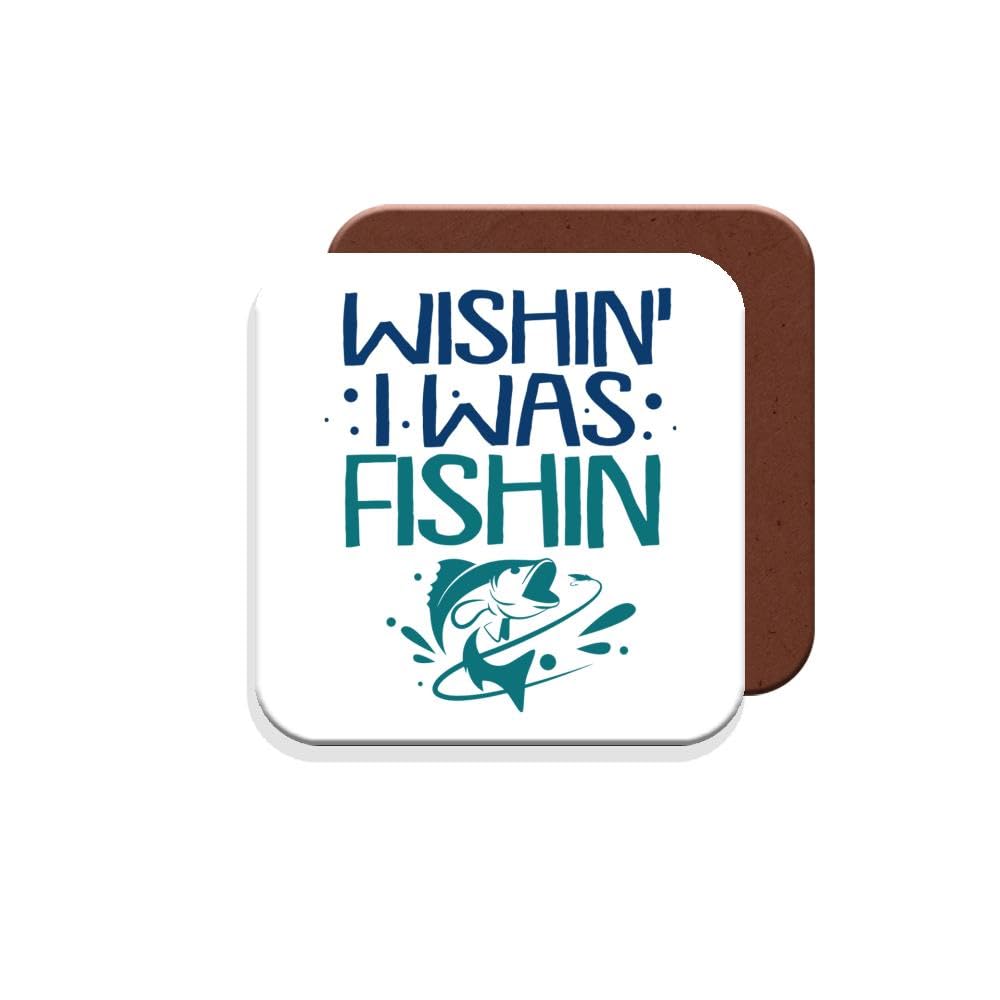 Muggz Coaster Gift For Fisherman/Fishing Enthusiasts - Wishin' I Was Fishin' - Giftset - Made By In The Uk