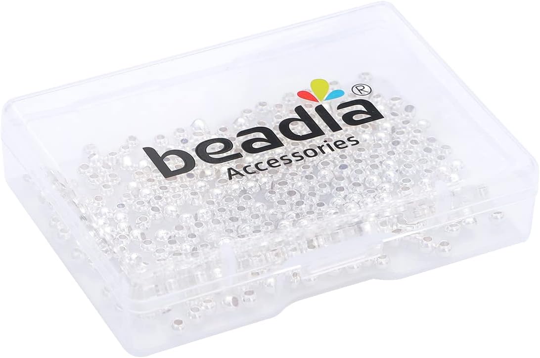 BEADIA Silver Plated Round Spacer Beads 3mm 300pcs for Jewelry Making Findings Non Tarnish