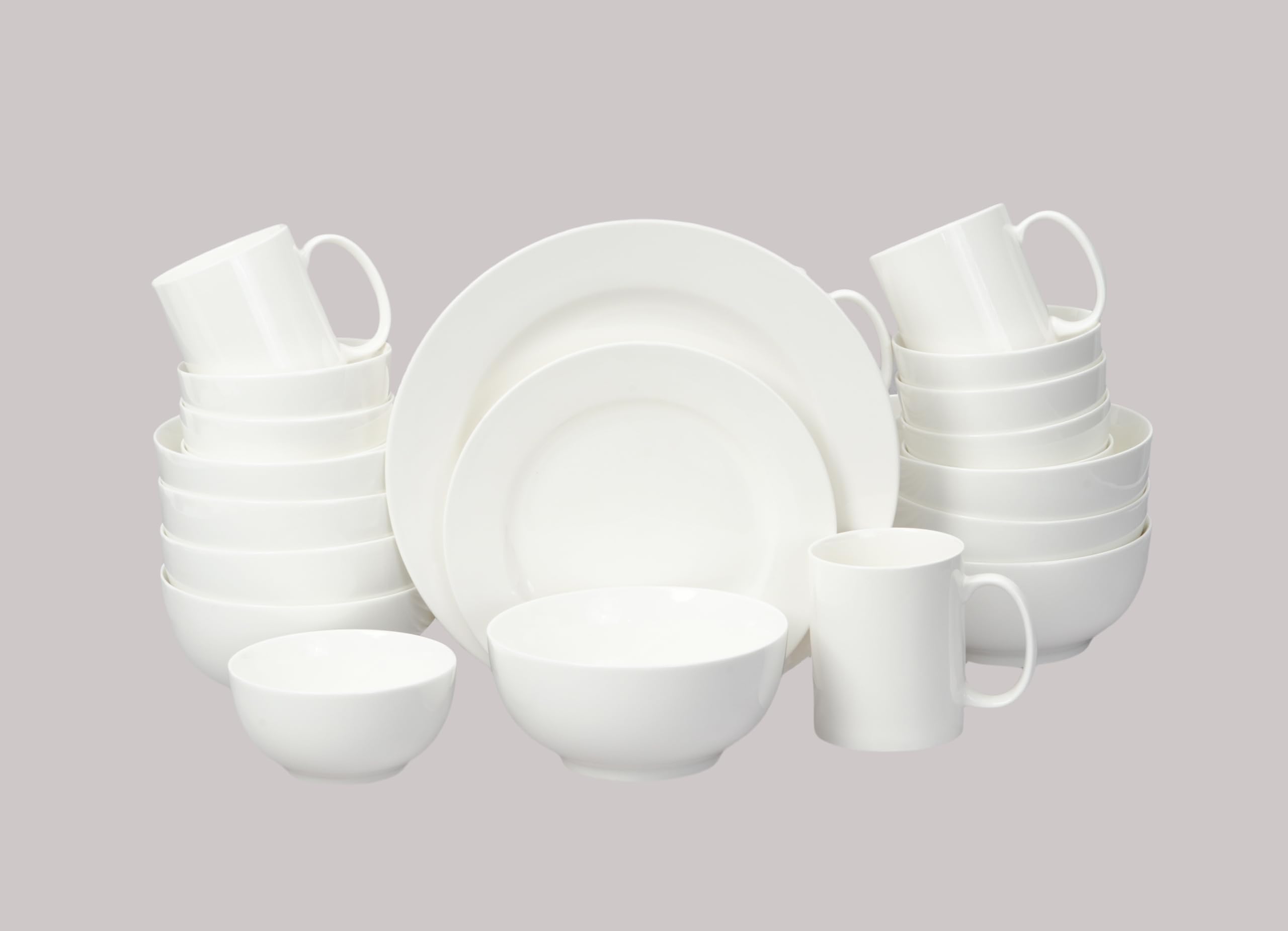 HomeVss, Bone China Rim Shape, Elegance White 40pc Dinnerware Set