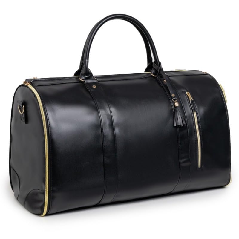 Duffle Bag with 2-in-1 Suitcase Design, Large Waterproof Compartment Along with Shoe Pouch | Large (Panther Black)-image-19